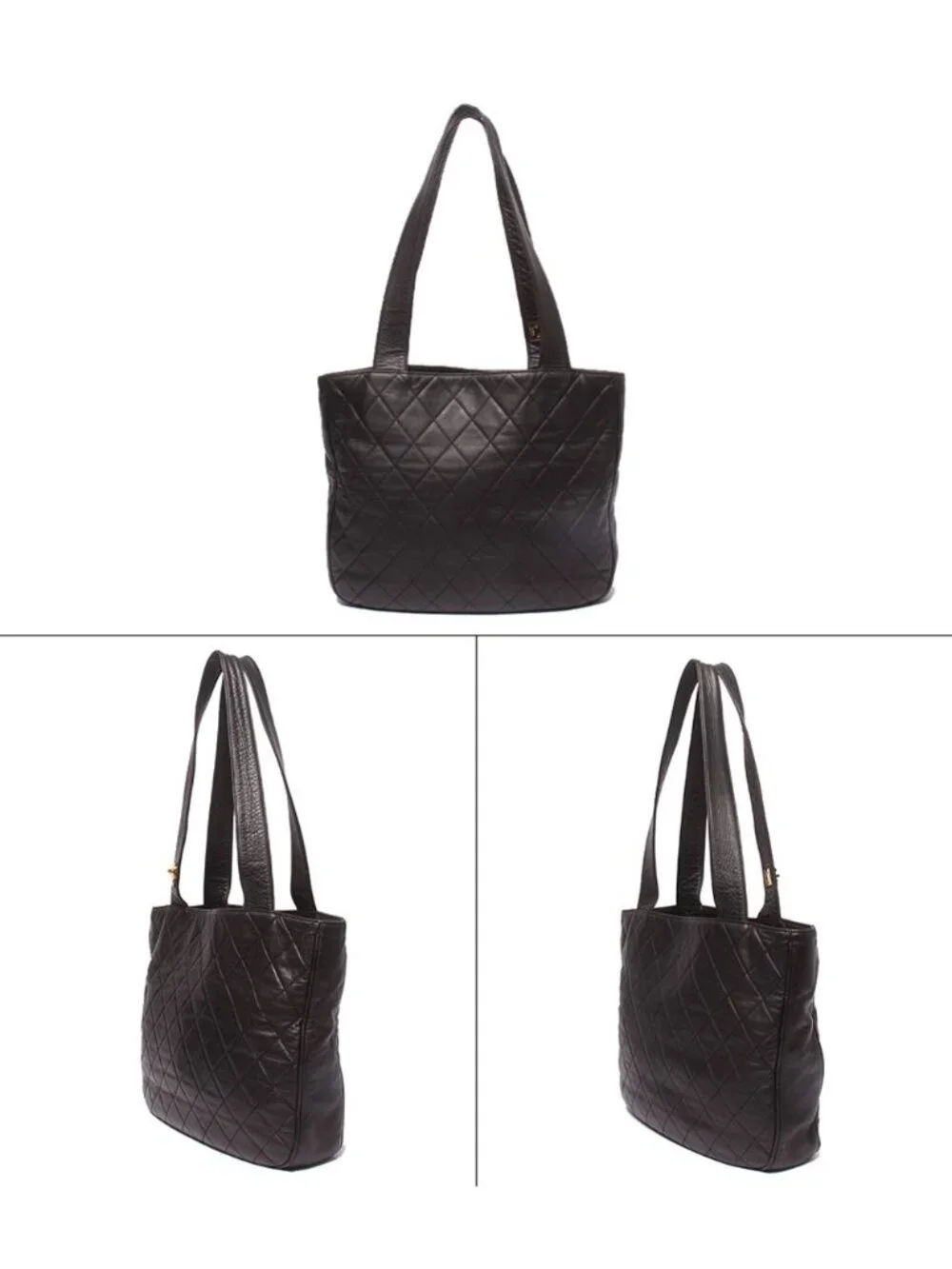 Chanel Tote Shoulder Bag Gold Quilted